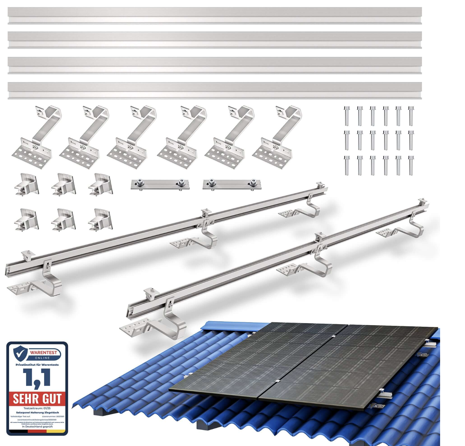 SolarMars - Solarmodul Halterung Ziegeldach
