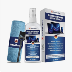 Veddelholzer 250 ml Bildschirmreiniger Set - Displayreiniger mit Mikrofasertuch und Tastaturpinsel
